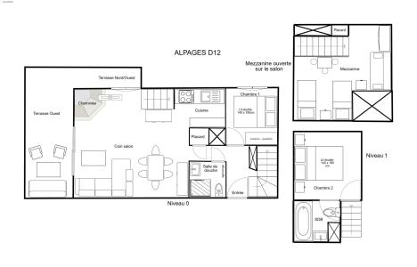 Vacaciones en montaña Apartamento dúplex 3 piezas 7 personas (D12) - Résidence Alpages du Mottaret D - Méribel-Mottaret - Plano