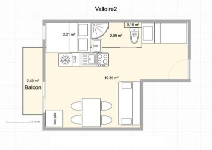 Wakacje w górach Apartament 1 pokojowy kabina 4 osób (116) - Résidence Altair - Valloire - Plan