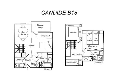 Wakacje w górach Apartament duplex 3 pokojowy 8 osób (B18) - Résidence Candide - Méribel-Mottaret