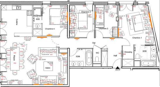Каникулы в горах Апартаменты 5 комнат 8 чел. (242) - Résidence Carré Blanc - Courchevel