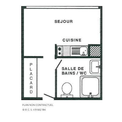 Holiday in mountain resort Studio 2 people (744) - Résidence Combes - Les Menuires - Plan