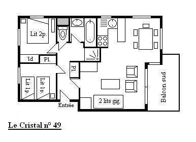 Wakacje w górach Apartament 3 pokojowy 6 osób (49) - Résidence Cristal - Méribel