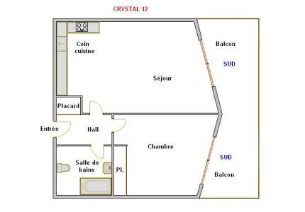 Holiday in mountain resort 2 room apartment 4 people (12) - Résidence Crystal - La Clusaz - Plan