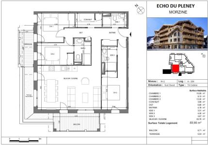 Vacances en montagne Appartement 4 pièces cabine 8 personnes (A204) - Résidence Echo du Pleney - Morzine - Plan