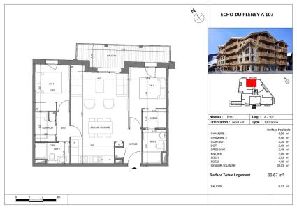Vacances en montagne Appartement 4 pièces cabine 8 personnes (A107) - Résidence Echo du Pleney - Morzine - Plan