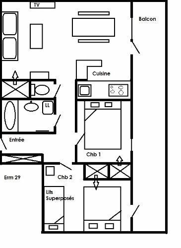 Urlaub in den Bergen 3-Zimmer-Appartment für 6 Personen (29) - Résidence Ermitage - Méribel - Plan