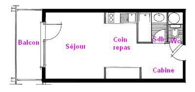 Holiday in mountain resort Studio sleeping corner 4 people (1114) - Résidence Grand Mont 1 - Les Saisies - Plan