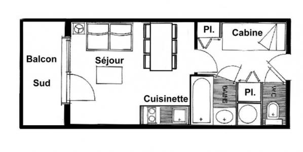 Vacances en montagne Studio coin montagne 4 personnes (1103) - Résidence Grand Mont 1 - Les Saisies - Logement