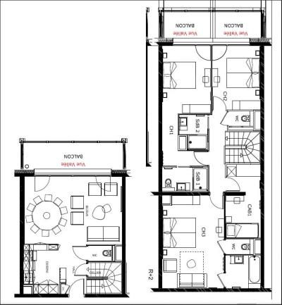 Urlaub in den Bergen 4-Zimmer-Maisonette-Wohnung für 8-10 Personen - Résidence Hôtelière Sky - La Rosière - Plan