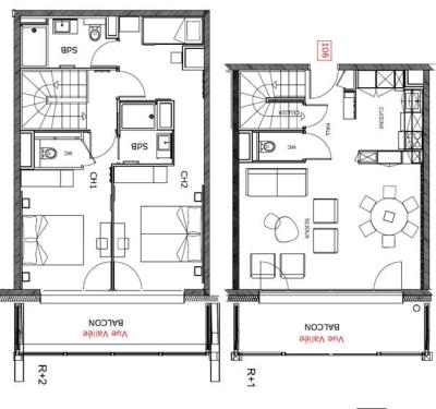 Urlaub in den Bergen 3 Zimmer Maisonettewohnung für 6 Personen (106) - Résidence Hôtelière Sky - La Rosière - Plan