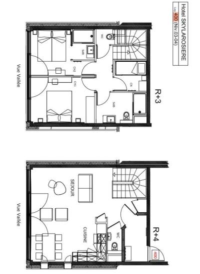 Holiday in mountain resort 3 room duplex apartment cabin 6 people (400) - Résidence Hôtelière Sky - La Rosière - Plan