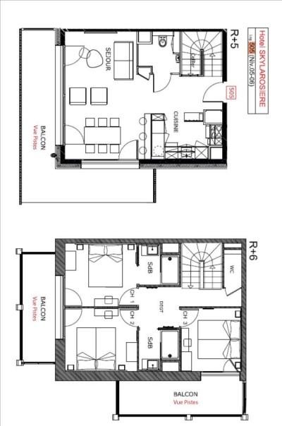 Wakacje w górach Apartament duplex 4 pokojowy 6 osób (505) - Résidence Hôtelière Sky - La Rosière - Plan