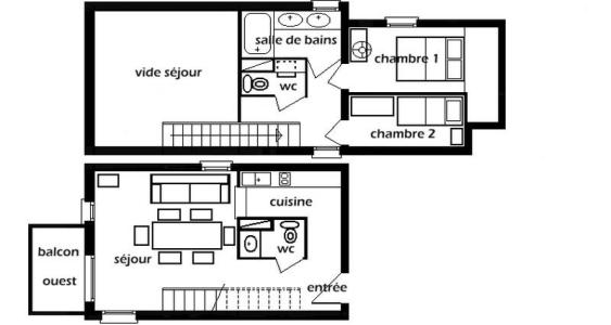Каникулы в горах Апартаменты дуплекс 3 комнат 6 чел. (50) - Résidence Isabella D - Les Saisies - план