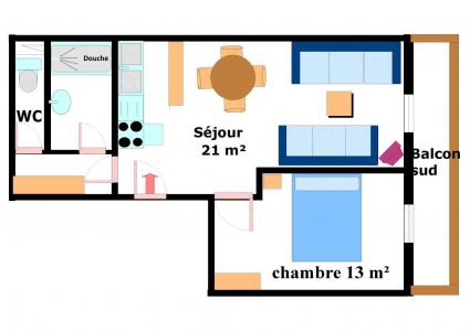 Vacances en montagne Appartement 2 pièces 5 personnes (001) - Résidence Jorcin Lanslebourg - Val Cenis - Plan