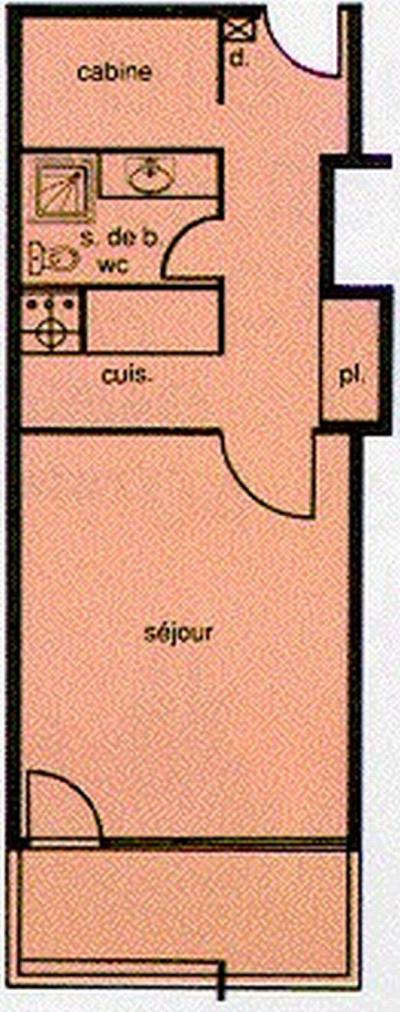 Каникулы в горах Квартира студия со спальней для 5 чел. (507) - Résidence l'Eterlou - Chamrousse - план