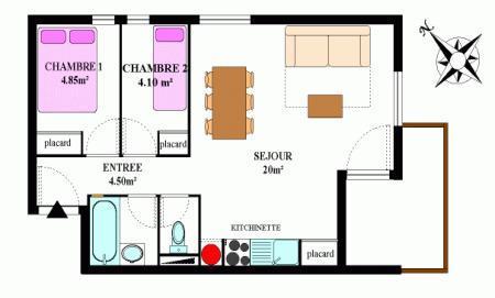 Holiday in mountain resort 3 room apartment 6 people (330) - Résidence la Combe II - Aussois - Plan