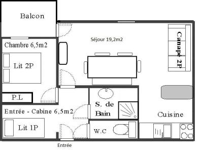 Vacances en montagne Appartement 2 pièces 4 personnes (102) - Résidence La Corniche - Aussois - Plan