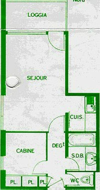 Каникулы в горах Апартаменты 2 комнат 4 чел. (077) - Résidence la Lauzière - Chamrousse - план