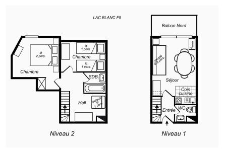 Vacances en montagne Appartement duplex 3 pièces 6 personnes (F9) - Résidence Lac Blanc - Méribel-Mottaret - Plan