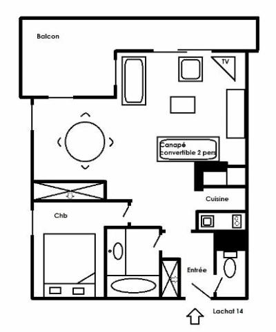 Каникулы в горах Апартаменты 2 комнат 4 чел. (14) - Résidence Lachat - Méribel - план
