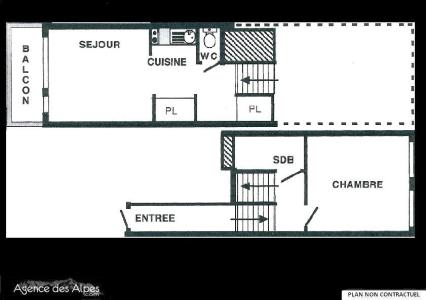 Urlaub in den Bergen 2 Zimmer Maisonettewohnung für 5 Personen (32) - Résidence Lauzes - Les Menuires - Plan