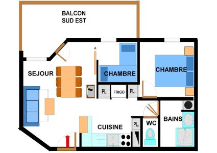 Urlaub in den Bergen 3-Zimmer-Appartment für 6 Personen (B46M) - Résidence le Bonheur des Pistes - Val Cenis - Plan