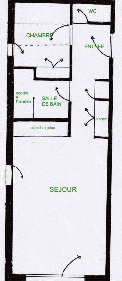 Holiday in mountain resort 2 room apartment 4 people (004) - Résidence le Bouquetin - Les Saisies - Plan