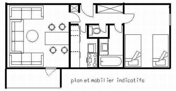 Holiday in mountain resort 2 room apartment 5 people (61) - Résidence le Carroley A - La Plagne - Plan