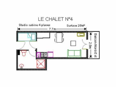 Vacances en montagne Studio 4 personnes (4) - Résidence le Chalet - Gourette
