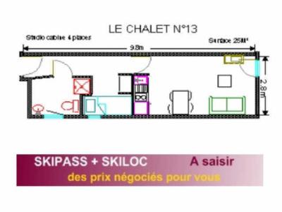 Wakacje w górach Studio 4 osoby (13) - Résidence le Chalet - Gourette - Plan