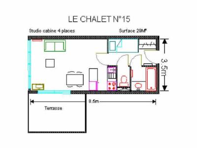 Holiday in mountain resort Studio 4 people (15) - Résidence le Chalet - Gourette - Plan