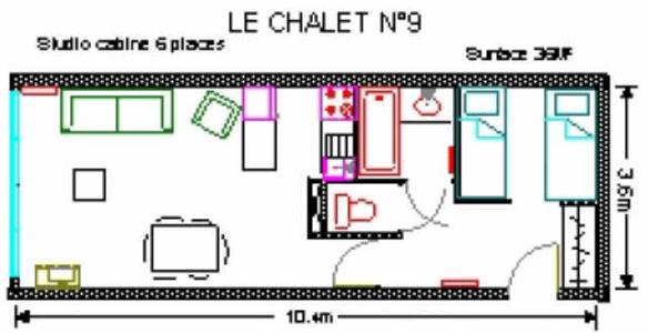 Wakacje w górach Studio 6 osób (9) - Résidence le Chalet - Gourette - Plan