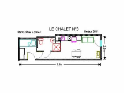 Holiday in mountain resort Studio 4 people (3) - Résidence le Chalet - Gourette - Plan