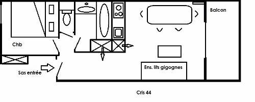 Vacances en montagne Appartement 2 pièces 4 personnes (44) - Résidence le Cristal - Méribel - Plan