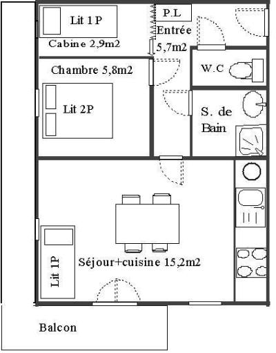 Vacaciones en montaña Apartamento 2 piezas cabina para 4 personas (114) - Résidence Le Genevray - Aussois - Plano