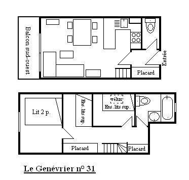 Каникулы в горах Апартаменты дуплекс 3 комнат 6 чел. (031) - Résidence le Genèvrier - Méribel