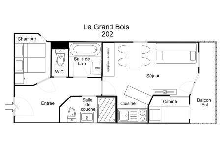 Holiday in mountain resort 2 room apartment cabin 6 people (202) - Résidence le Grand Bois A - La Tania - Plan