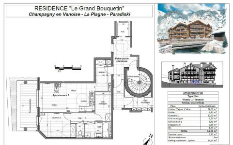 Holiday in mountain resort 2 room apartment sleeping corner 6 people (02P) - Résidence le Grand Bouquetin - Champagny-en-Vanoise - Plan