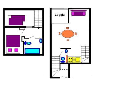 Wakacje w górach Apartament duplex 2 pokojowy 6 osób (019) - Résidence le Hameau - Vars