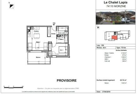 Holiday in mountain resort 3 room apartment 6 people (104) - Résidence le Lapia - Morzine - Plan