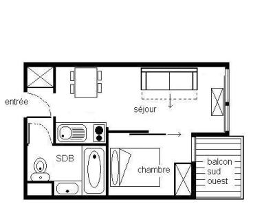 Holiday in mountain resort 2 room apartment 4 people (521) - Résidence le Median - Les Menuires - Plan