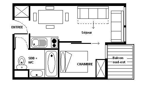 Каникулы в горах Апартаменты 2 комнат 4 чел. (302) - Résidence le Median - Les Menuires - план