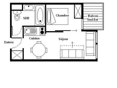 Vacances en montagne Appartement 2 pièces 4 personnes (303) - Résidence le Median - Les Menuires - Plan