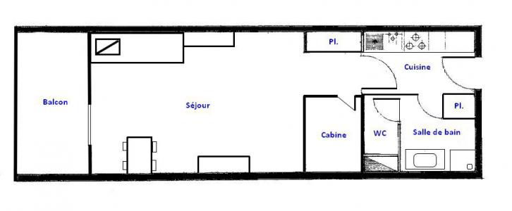 Vacances en montagne Studio cabine 4 personnes (016) - Résidence le Mirantin - Les Saisies - Plan