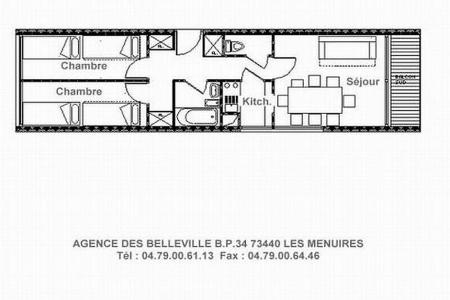 Holiday in mountain resort 3 room apartment 8 people (86) - Résidence le Pelvoux - Les Menuires - Plan