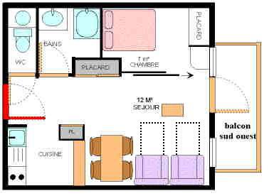 Urlaub in den Bergen 2-Zimmer-Appartment für 4 Personen (A021) - Résidence le Petit Mont Cenis - Termignon-la-Vanoise - Plan