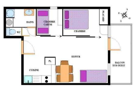 Urlaub in den Bergen 2-Zimmer-Appartment für 5 Personen (015) - Résidence le Petit Mont Cenis - Termignon-la-Vanoise - Plan