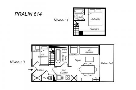 Vacances en montagne Appartement duplex 2 pièces cabine 6 personnes (614) - Résidence le Pralin - Méribel-Mottaret