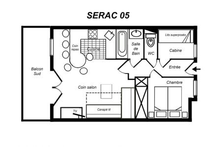 Vacances en montagne Appartement 2 pièces cabine 6 personnes (05) - Résidence le Sérac - Méribel-Mottaret