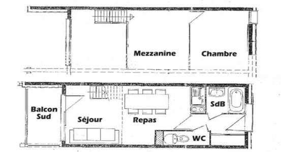 Каникулы в горах Апартаменты 2 комнат с мезонином 6 чел. (320) - Résidence le Village 3 - Les Saisies - план